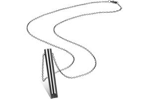 FIADA Anxiety Relief Necklace, Mindful Breathing Necklace Stainless Steel Portable Deep Breathing Exercises Necklace for Men Women Meditation Stress Relief Relaxation (Black)