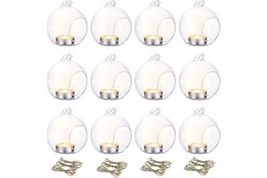 Nuptio 12 Pcs 8cm Dia Hanging Glass Tealight Holder Globe Plant Terrariums Air Plants Tea Light Candle Holders Succulents Moss Miniature Garden Planters Home Christmas Decor Indoor Garden DIY Gifts