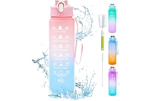 XZMCAT Borraccia 750 ml con Cannuccia, Bottiglia con Marcatura del Tempo, Bottiglia Sportiva a Prova di Perdite Senza BPA per Scuola, Ciclismo, Fitness, Escursionismo (Pesce Rosa)