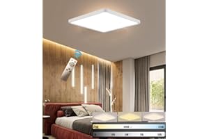 COOLLE Ceiling Light LED Dimmable Flush Mount Flat with Remote Control for Living Room Bedroom Dinning Kitchen Hallway Bathroom Round 12Inch 24W White
