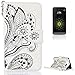 Produktbild CaseHome Compatible for LG G5 Hülle Geprägter Henna Blume Muster Buch-Stil Folio Magnetic Schließung Portemonnaie Stilvolle Gummi fit Stehen PU Leder Flip Stoßfest Etui-Weiß