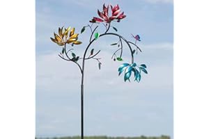 JHZOOD Moulin à Vent en Métal 3D Unique Et Magique, Moulins à Vent pour Le Jardin, Moulins à Vent, Ornements De Piquets pour La Cour, Sculpture éolienne. (Flower)