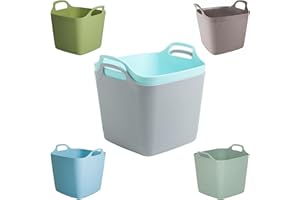 Q & H QUALITY HOUSEHOLD Q&H 8L/15L/25L/40L Flexi Tubs Square Laundry Storage Bucket - Recycled Plastic Tub Strong Flexible Handles - Heavy Duty Tubtrugs Large Capacity Buckets - Multi-purpose Sturdy Garden Container (40Ltr)