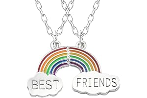 QEQSHQO 2 Stück BFF Halsketten Freundschaftskette Beste Freunde Mädchen Halskette Regenbogen Schmuck Anhänger für Mädchen Geburtstagsgeschenke Anhänger Kette Geschenke (Bunter Regenbogen)