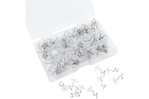 BRAMBLECO 50Pcs Upholstery Pins - Upholstery Tacks - Carpet Tacks - Stainless Steel Clear Heads - Hold Twist Pins - For Repairing Sagging Slipcovers, Loose Drapery, and Bedskirts (Transparent)