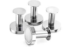 logei Crochet Aimanté Puissant 40 KG(88 Lbs) Porte Manteau pour Porte, 4 Crochets Muraux Argentés, Aimants pour Réfrigérateur de Type Pin pour Les Armoires, etc.