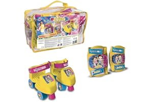 Grandi Giochi Juego de patines MEU07000 Me Control Te con protecciones, para niños a partir de 3 años, amarillo/rosa/azul, tallas 25 - 33, más de 3 años