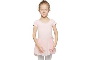 Mecceos Ballettkleidung Mädchen Tütü Ballettkleid Mädchen Kurzarm/Langarm Baumwolle Balletttrikot Ballettanzug Tanzkleid Tanzbody mit Rock Tütü