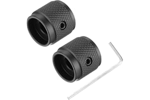 QUARKZMAN 2 Pezzi Manopole Chitarra Metallo, Manopole Controllo Volume Tono 6mm x 17mm Manopole Potenziometro con Vite di Fissaggio per Chitarra Elettrica Basso, Nero