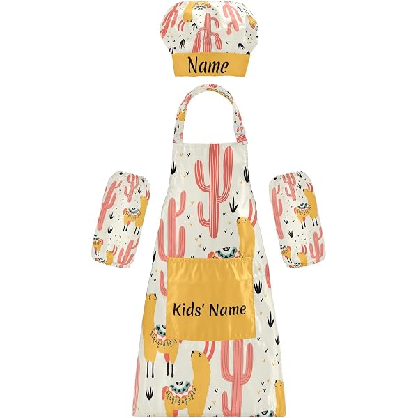 Ensemble Tablier Et Toque Enfant Personnalisable - 100% Coton, Broderie Prénom - 4 Coloris, 16 Motifs