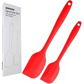 KitsKap Silicone Spatula Set 2 Pieces Heat Resistant Rubber Spatula for Nonstick Cookware BPA Free (Red)