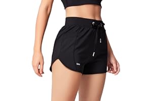 HomyComy Short Sport Femme Running Taille Haute Short Fitness Femme Respirant avec 2 Poches pour Surf Volley Ball Tennis Randonnee Gym Yoga