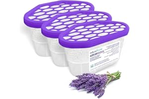 Aquafloow Assorbitore di Umidità per Ambienti 400 ml, Riduce l'umidità, 3 Pezzi LAVENDER | Neutralizzatore di Odori, Deumidificatore per Cucina, Armadio, Bagno e Studio