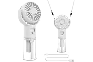 Fangehong Ventilateur Portable, Ventilateur de Poche USB Rechargeable, 4 Vitesses, avec réservoir d'eau de 20ml, Portatif USB mini Fan Pour Bureau, Extérieur, Voyage