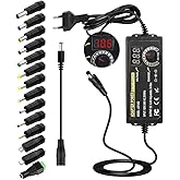 3A 72W Adjustable Power Adapter, Adjustable Power Supply AC DC 3-24V Adapter Switching Power Supply with LED Voltage Display 