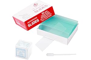 ZMDMAH 50 Piezas Portaobjetos de 76.2x25.4mm con 100 Cubreobjetos de 18x18 mm Bordes Esmerilados de Microscopio Prelimpiadas Preparados con cuentagotas para Microscopio y el Estudio de Biología de La Ciencia