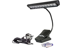FZone FL9030 Clip on 10 LED Orchestra Music Stand Light - Including Power Adaptor and Batteries