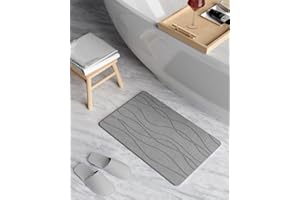 MERICARGO CSTDE Stone Bath Mat Quick Dry, Diatomaceous Earth Shower Mat, Non-Slip Bath Mat for Bathroom, Super Absorbent Bath Mat Large, Grey Bath Mat 23.5" x 15.5"