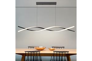 Mikeru Moderna Lampada a Sospensione, 120cm Luce Nera Regolabile per Sala Da Pranzo con Telecomando 10%-100% Luminosità Regolabile 3000k/4500k/6000k Lampadario Nero LED per Isola Della Cucina