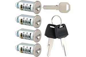 QINGCMING Serrure de coffre de toit avec Thule, 4 noyaux de serrure pour clés T-hule, système de clé unique, 2 clés, 1 clé de montage, compatible avec serrures de barres de toit et accessoires Th-ule