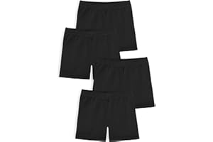 KEREDA Girls Shorts Black Cycling Shorts Pe Shorts for Kids Childrens Cotton Underdress School 4 Pack 5-14 Years