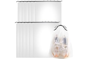 GLQ 12 pezzi Borsa da viaggio per scarpe, copriscarpe, borsa a coulisse antipolvere per scarpe, borsa impermeabile per la conservazione delle scarpe, sacchetti per la polvere delle scarpe (Trasparente)