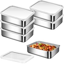 Lot de 4 boîtes alimentaires en acier inoxydable avec couvercles hermétiques, passe au four, au congélateur et au lave-vaisselle