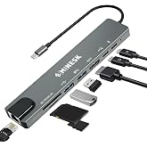 USB Multiplexer Compatible with Minesk USB-C Hub Laptop and Macbook / 1x HDMI / 1x Ethernet / 2x USB 3.0 / 1x SD Card / 1x Micro SD C