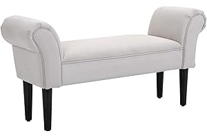 ‎HOMCOM HOMCOM Sitzbank für Schlafzimmer, Bettbank, Polsterbank, MDF, Schaumstoff, Grau, 102 x 36 x 51 cm