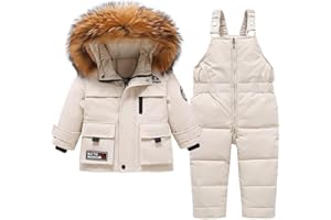 Acuryx Tuta da Neve 2 Pezzi da Neonato Capppotto con Cappuccio Saloppette Piumino Invernale da Bambini
