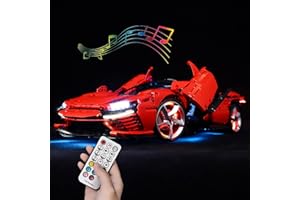 Hosdiy RC Sound LED Light Kit for (Ferrari Dayton-SP3) - Compatible with Lego 42143 - Lighting Kit (Only Light, No Building Model) (RC Sound Light)
