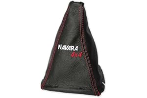 The Tuning-Shop Ltd Compatible avec soufflet de levier de vitesse avec cadre inférieur en plastique pour Nissan Navara 2005-2012 brodé en cuir