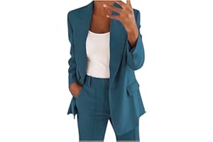 EMATOP Hosenanzug Damen Elegant Business Anzug Set 2-teilig Slim fit Blazer Hose Outfit Casual Sportlich Freizeitanzug Mode Revers Longblazer Lang Hosen Tracksuit Baumwolle Einfarbig Streetwear