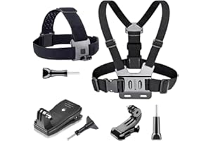 YEHOLDING 7 in 1 Action Camera Accessory Kit, Longueur réglable Harnais Telephone, Fixation Bandeau, Fixation Clip Sac à Dos,Compatible avec GoPro Hero, DJI, SJCAM et Autres caméras d'actio