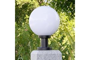 Chao Zan Modern Garden Post Light, Pillar Lights Globe Ball Outdoor Waterproof, Φ:25cm, E27 Socket, IP44 Rated