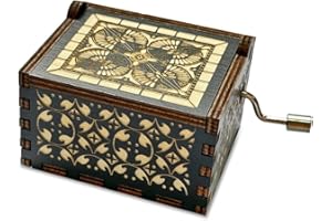 Meloditrunk Nero Carillon in Legno per Jurassic, Mini Antico Intagliato della Manovella Carillon in Legno Giocattolo, Idea Regalo per Famiglia, Amici, Capodanno e Compleanno