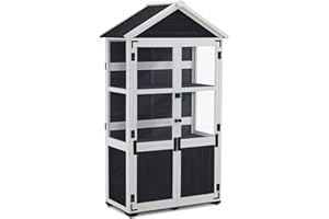 M MCombo Gartenschrank Holz Klein, Outdoor Gartenhaus Geräteschuppen Wetterfest, Gewächshaus für den Außenbereich Balkon Terrasse, 100 × 53 × 178 cm, 0111 (Anthrazitgrau)