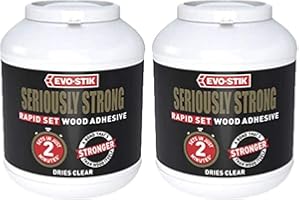BRAND: EVOSTIK 2 x Evo Stik/Bostik Seriously Super Strong Heavy Duty Multi Purpose High Strength Fast Rapid Set Wood Glue/Resin Adhesive - Dries Clear in Just 2 Minutes