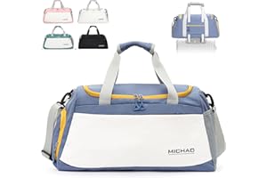 Hnyoou Large Gym Bag Duffle Bag, Sports Bag Travel Bags for Women Men with Shoes Compartment and Waterproof Wet Pockets, Sports Bags for Sport Traveling Swimming Yoga Hiking Camping, Blue