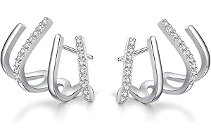 SLUYNZ 925 Orecchini Polsino CZ Bello in Argento per Donne Ragazze Adolescenti Minimalista Artiglio Borchie Huggie