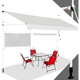 RELAX4LIFE Retractable Awning 2 m No Drilling with Crank Handle, Beige | Retractable Balcony Awning in Oxford Fabric Anti-UV