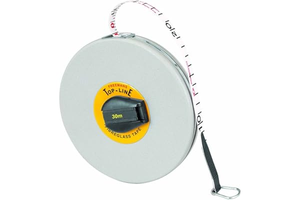 FREEMANS FT30 Fiberglass Top Line Measuring Tape - 30m/100ft Case Reinforced with Stainless Steel Band Durable Winding Mechanism Handle and Stainless Steel Mouth with End Hook