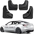 Nansure 2024 Tesla Model 3 Highland Mud Flaps Front and Rear Splash Guards Mudguard Mudflaps Car Accessories for Model Y 2024 (Upgraded Version, 4 pcs)