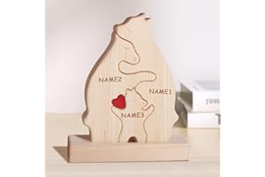 MQVXT Orsi Puzzle Per Famiglie In Legn,Puzzle Personalizzato con Famiglia di Orsi in Legno,Statua Decorativa In Legno Della Famiglia Di Orsi, Decorazione Domestica per Soggiorno (3PCS)