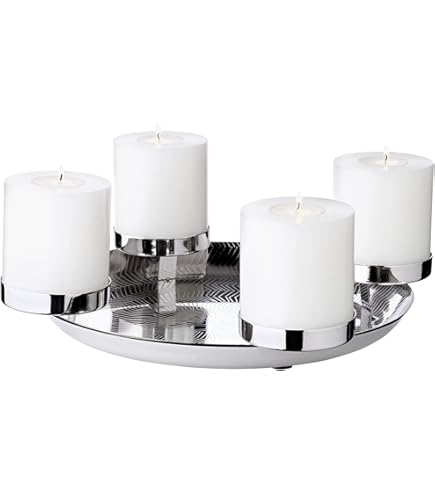 EDZARD Adventskranz Jale 36cm - Mangoholz Mit Edelstahl Für Dauerkerzen