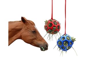 YINGBIAO 𝟐 𝐏𝐀𝐂𝐊 Horse Treat Ball Hay Feeder Holder Hanging Slow Feeding Toy with 150cm Rope Horse Ball Feeder Bag Stable Field Box Rest Toys for Goat Sheep Horse Paddock Rest Relieve Stress