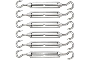 AISHOW 6 Stück M5 Seilspanner Edelstahl 304 Spannschloss Drahtspanner Verstellbare Spannschloss Haken und Haken für Gespannte Seil zu Verschärfen und Elastischen Effekt Regulieren Seilzubehör