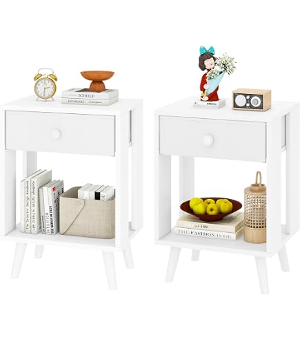 KOMFOTTEU Set Di 2 Comodini Vintage In Legno E Metallo – Con Ante A Incasso E Piedini Regolabili – 35x40x60,5 Cm – Marrone, Per Camera Da Letto E Soggiorno