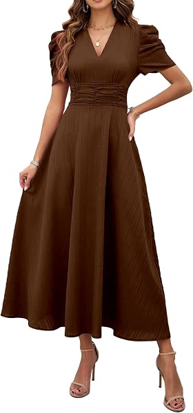 Shasmi Girl's & Women's Solid Color V-Neck A-Line Maxi Dress for Women | New…
