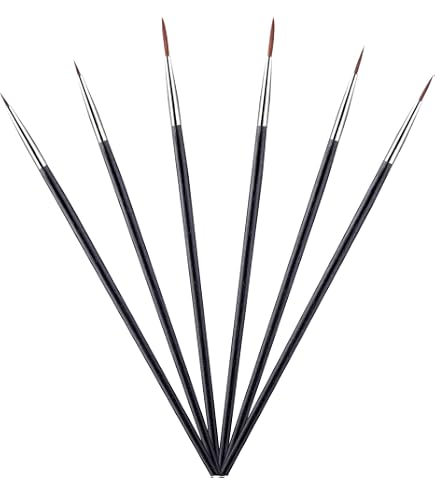 Toraypinsel Künstlerpinsel Set – 6 Feine Pinsel (Größen 10/0 Bis 0), Für Detailarbeiten In Aquarell, Acryl, Modellbau Oder Nail-Art